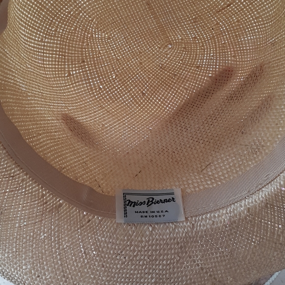 👒 SOLD Vintage Straw Pink/Cream Flower Veiled Hat - Picture 4 of 6